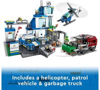 LEGO® City - Le commissariat de police Set avec Jouets Camion de Poubelle et Hélicoptère - 60316