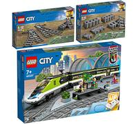 Lego City 60337 Lot de 3 trains rapides, 60238 souples et 60205 rails