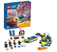 LEGO 60355 City Missions des Détectives de la Police sur l’Eau, Jouet de Construction Interactif avec Briques, Bateau en Briques et 4 Minifigurines
