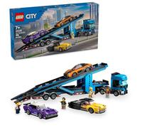 LEGO City 60408 - Transporteur de Voitures avec Voiture de Sport, Muscle Car et Hot Rod (998 pièces)