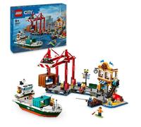 LEGO® City 60422 Le port et le navire marchand, jouet de construction à partir de 8 ans