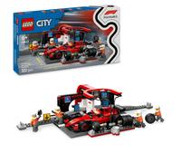 LEGO City Arrêt au Stand de F1 avec Voiture Ferrari - Jeu de Construction de Formule 1 avec Pit Stop, minifigurine de Pilote & 4 mécaniciens - Cadeau d’Anniversaire pour passionnés de mécanique 60443