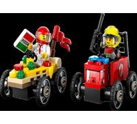 LEGO city 60458 Pack de bolides de course : camion de pizza contre camion de pompiers Idée Cadeau,Maquette,Décoration Maison