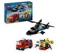 LEGO City 60462 Hélicoptère, camion de pompiers et sous marin modulable - Jouet dès 7 ans