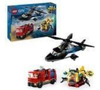 LEGO City 60462 Hélicoptere, camion de pompiers et sous marin modulable - Jouet des 7 ans