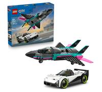 LEGO Jeu de construction Le Jet contre la Voiture 60489 – Avion et Supercar, minifigurines dès 6 ans