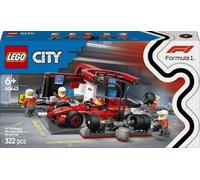 LEGO City Arrêt au Stand de F1 avec Voiture Ferrari 60443 | Jeu de construction de Formule 1 pour garçon dès 6 ans, pit stop, minifigurine de pilote & 4 mécaniciens, cadeau, 322 pièces