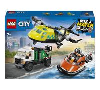 LEGO Set City 3-en-1 60505 – Avion, Camion d’assistance, Aéroglisseur modulable – 7 ans