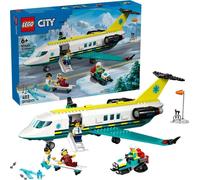 LEGO City Avion de sauvetage d'urgence - Set avec avion, motoneige et 4 mini-figurines : secouriste, pilote, médecin et skieur - super cadeau pour les enfants à partir de 6 ans - 60465