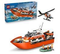 LEGO City Bateau de Sauvetage de la Garde Côtière & Hélicoptère 60504 Set de Jouets de Construction (742 Pièces)