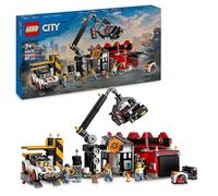 LEGO City Casse Automobile - Jeu de Construction avec 4 minifigurines et 2 Machines à Construire : Une Presse et Une Grue - Cadeau pour garçons et Filles dès 7 Ans Amateurs de mécanique 60472