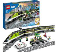 LEGO City Express Passenger Train, jouet de construction de train télécommandé pour enfant, locomotive, wagons, 24 sections de rails et 6 minifigures, cadeau pour les enfants de 7 ans, 60337