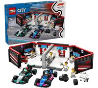 LEGO City F1 Garage with Mercedes-AMG & Alpine racing cars - Toy Formula 1 racing car with 2 racing drivers & 4 mechanical minifigures - Gift for boys & girls above 7 years and fans 60444