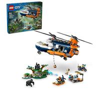 Lego City Jungle Explorer Helicopter Toy at Base Camp - Ensemble de Construction d'aventure pour garçons et Filles à partir de 8 Ans - avec 5 Figurines et Figurines Gorilla - Idées Cadeaux pour