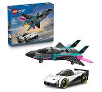 LEGO City Le Jet Contre la Voiture 60489 | Jeu de construction pour garçon dès 6 ans, avion & supercar, minifigurines de pilotes, idée de cadeau, 259 pièces