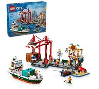 LEGO City Le Port et Le Navire Marchand - Jouet de Construction pour Garçons et Filles à Partir de 8 Ans - Idée de Cadeau pour Enfants - Grue à Containers et Bateau avec 8 Minifigurines 60422