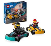 LEGO City Les Karts et Les Pilotes de Course, Jouet de Construction avec 2 Karting, avec 2 Minifigurines de Pilotes, Voitures de Course, Cadeau pour Garçons et Filles Dès 5 Ans 60400