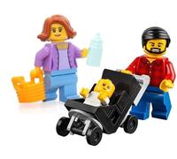 Lego City Minifigures, ensemble Combo, maman, papa et bébé dans la poussette.