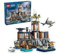 LEGO Jeu de construction City Police – Île Prison, hélicoptère & bateau, 7 figurines, dès 7 ans