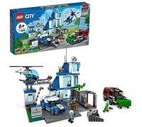 LEGO Poste de police de ville avec camionnette, camion poubelle et hélicoptère 60316, cadeaux pour enfants de 6 ans et plus, garçons et filles avec 5 figurines et jouet pour chien