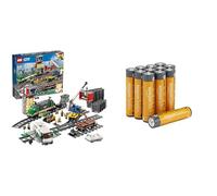 LEGO City Train Marchandises RC, 32 Rails/signaux, 6+ Ans, 60198, & Piles AAA Alcalines Amazon Basics 12 pcs, 10 Ans