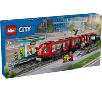 LEGO City Tramway avec arrêt, idée de cadeau pour les fans de véhicules-jouets à partir de 7 ans, avec 6 minifigurines et un chien d'aveugle pour les jeux de rôle, jeu de construction 60423