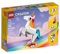 LEGO® Creator 3-en-1 31140 La Licorne Magique, Jouet Hippocampe et Paon, Figurines d'Animaux