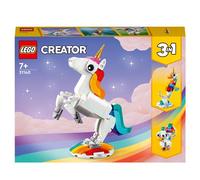 LEGO® Creator 3-en-1 31140 La Licorne Magique, Jouet Hippocampe et Paon, Figurines d'Animaux