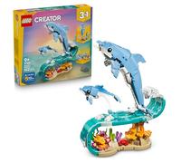 LEGO Creator 3-en-1 Animaux Marins : Les Beaux Dauphins - Jouet avec Figurine d'animal Marin se Transformant en Hippocampe ou Crabe - Décoration DIY - Cadeau Original pour Fille ou Garçon 9 Ans 31385