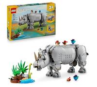 LEGO Creator 3-en-1 Animaux Sauvages Rhinocéros majestueux & Oiseaux 31171 | Jeu de construction pour garçon dès 9 ans, figurine d'animal, se transforme en maquette d’hippo ou morse, cadeau, 780 pièces