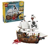 LEGO Creator 3-en-1 Bateau Pirate Mythique - Jouet - Maquette se Transformant en Château ou Bateaux Jumeaux - Décoration Chambre d'enfant - Cadeau d'anniversaire pour Garçon ou Fille dès 9 Ans 31387