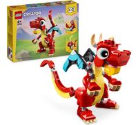 LEGO Creator 3-en-1 Dragon rouge, jouet dragon à reconstruire en poisson et phénix, ensemble de figurines animales, cadeau pour les enfants à partir de 6 ans, garçons et filles, 31145