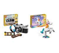 LEGO Creator 3-en-1 L’Appareil Photo Rétro, Jouet avec 3 Modèles pour Filles et Garçons & 31140 Creator 3-en-1 La Licorne Magique, Jouet Transformable, Hippocampe en Paon en Arc-en-Ciel