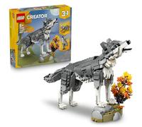 LEGO Creator 3-en-1 Les Animaux de la Forêt : Le Loup Gris - Jouet - Figurine d'animal se Transformant en Faucon ou Raton Laveur - Décoration DIY - Cadeau d'anniversaire Fille ou Garçon 8 Ans 31393