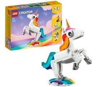 LEGO® Creator 3-en-1 31140 La Licorne Magique, Jouet Hippocampe et Paon, Figurines d'Animaux