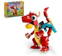 LEGO Creator 31145 Jouet dragon rouge 3 en 1, se transforme du jouet dragon au poisson en jouet phénix, idée cadeau pour garçons et filles à partir de 6 ans, ensemble de jouets pour enfants