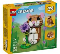 LEGO Creator 3-en-1 L’Adorable Hamster et la Fleur - Figurine d'animal se Transformant en Aigle ou Hérisson - Idée de Décoration Intérieure DIY - Cadeau d'anniversaire Fille ou Garçon dès 7 Ans 31376