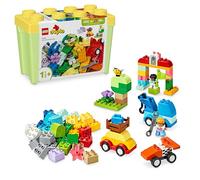 LEGO Duplo Classic La Boîte de Briques Voitures et Camions - Jouet Éducatif Garçon ou Fille dès 1 an - Jouet d'Éveil pour Bébé - Briques 1-2-3, 2 Figurines & 3 Véhicules sur Roues - Idée Cadeau 10439