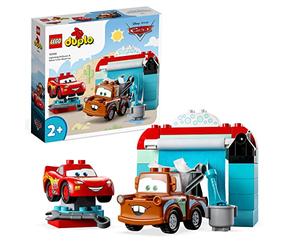LEGO Duplo Disney et Pixar La Station de Lavage avec Flash McQueen et Martin - Jouet Eveil 2 Ans de Maquettes à Construire de 2 Voitures pour Garçons et Filles - Idée Cadeau Anniversaire 10996