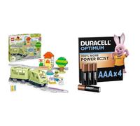 LEGO Duplo Le Train d’Aventures Interactif - Jouet Éducatif 1er Âge - 14 Rails, Briques d'action avec Sons & Lumières et 4 Figurines + Piles: Duracell Optimum Pack of 4 x AAA