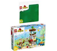 Lego DUPLO Lot de 2 : 10993 cabane d'arbre 3 en 1 et plaque de construction 10980 en vert