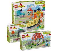 Lego DUPLO Lot de 3 chemins de fer - Grand kit de démarrage avec train électrique, pont ferroviaire, tunnel ferroviaire et rails de chemin de fer (10425, 10426 et 10428), DUPLO à partir de 3 ans