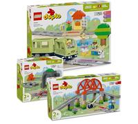 Lego DUPLO Lot de 3 pièces d'aventure ferroviaire - Kit de démarrage avec train DUPLO électrique, pont ferroviaire, tunnel ferroviaire et rails de chemin de fer (10425, 10426 & 10427), à partir de 2