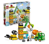 LEGO Duplo Ma Ville Le Chantier de Construction avec Grue, Bulldozer et Bétonnière - Jouet Sensoriel avec de Grandes Briques, Sons et Lumières - Idée Cadeau pour Garçons et Filles Dès 2 Ans 10990