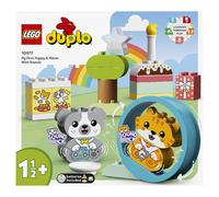 LEGO 10977 Duplo Mes Premiers Chiot et Chaton avec Effets Sonores, Jouet d'Éveil pour Enfants de 18 Mois, Bébés Animaux à Construire avec Larges Briques
