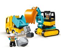 LEGO DUPLO Truck and Crawler Excavator 10931, jouet sur le thème du chantier avec excavatrice et camion-benne pour les enfants à partir de 2 ans (20 pièces)