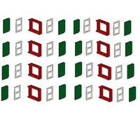 LEGO Ensemble de 40 pièces, 8 cadres rouges, 16 vitres blanches et 16 volets verts, 40 pièces