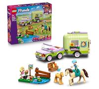 LEGO Friends La Remorque du Cheval et du Poulain - Jeu Créatif avec Cheval, Accessoires de Pansage, 4 Figurines d'Animaux, 1 Voiture & 2 Mini-Poupées - Cadeau d'Anniversaire pour Fille dès 7 ans 42695