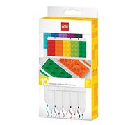 LEGO Iconic Papeterie : Ensemble de 10 Marqueurs - Créatifs Stylos à Gel à Séchage Rapide avec Plaques LEGO - Set de 10 Couleurs, Pointe Fine 0.7 - Instrument d'Écriture de Bureau