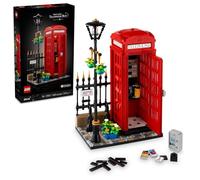 LEGO Ideas 21347 Cabine téléphonique londonienne rouge pour adultes, cabine téléphonique londonienne et support de téléphone portable à construire et afficher, idée cadeau créative pour voyageurs,